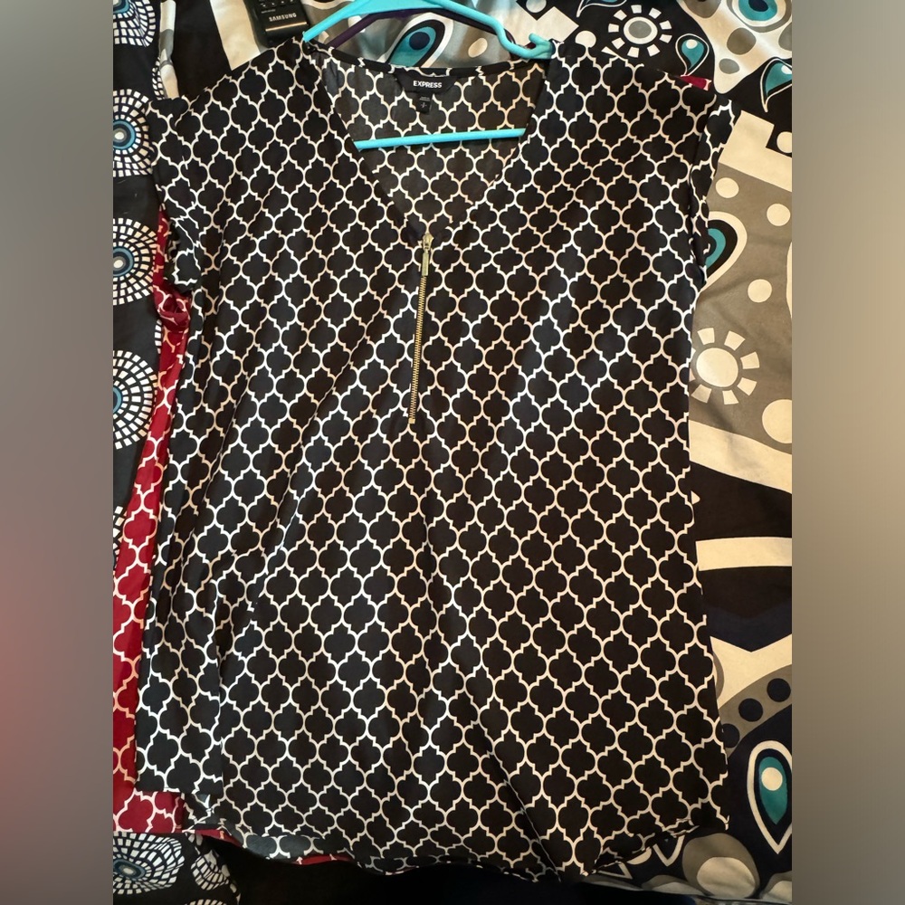 Black and cream pattern dress shirt